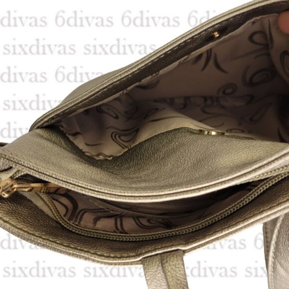 Champagne Taupe Medium Size Crossbody Travel Holiday Cruise Everyday Handbag - Picture 6 of 10